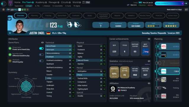 Tennis Manager 26 Free Download gameplay