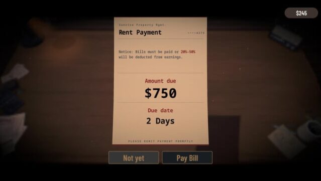 Bills Must Be Paid Gameplay Screenshot