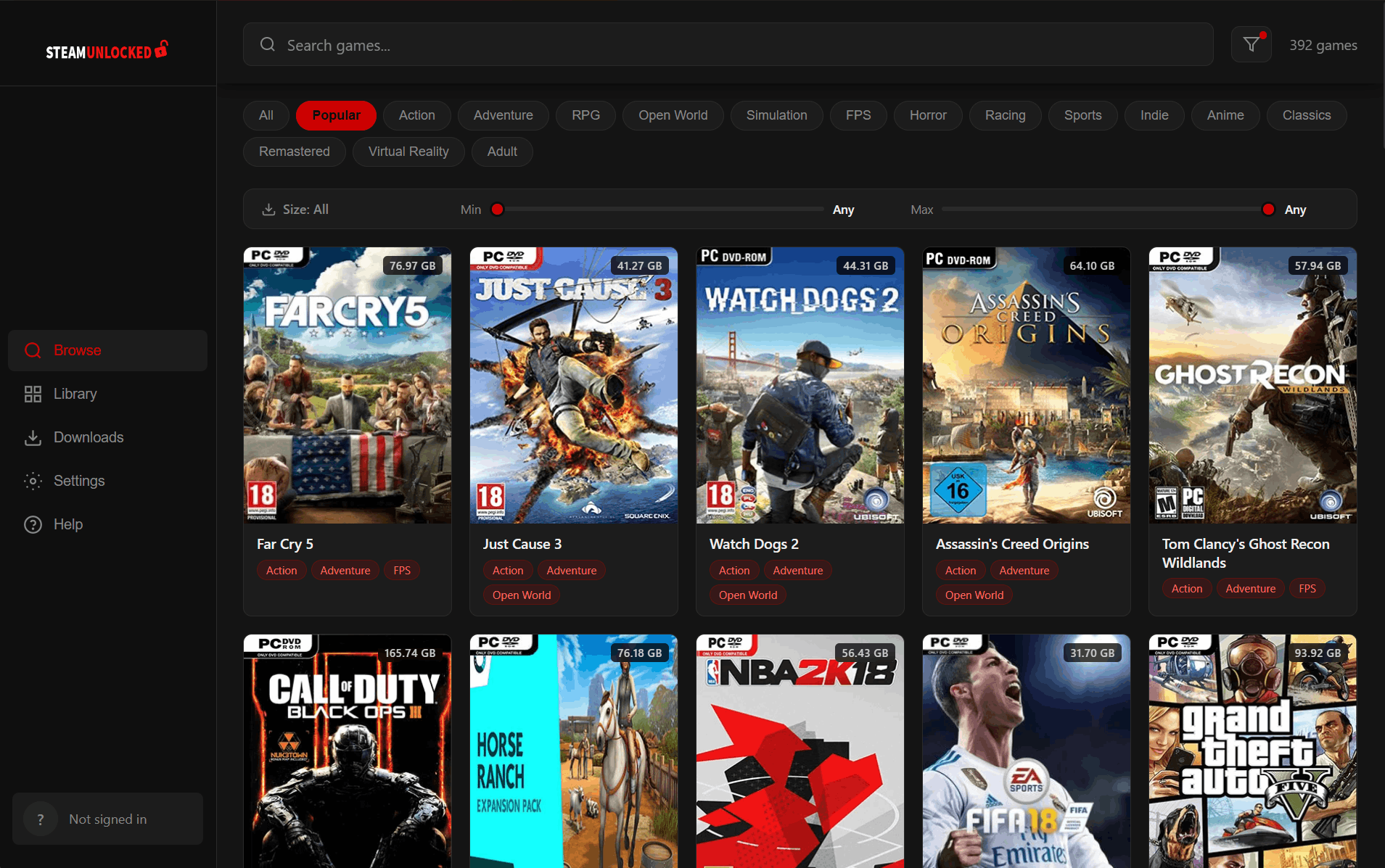 SteamUnlocked Launcher — Browse thousands of games
